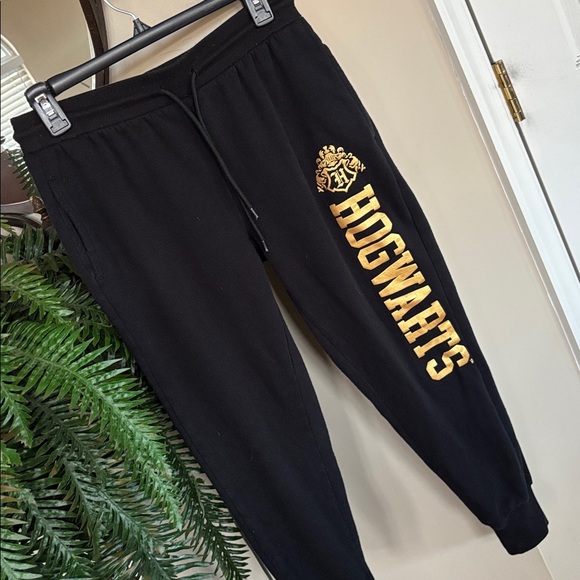 Wizarding World Of Harry Potter Jogger Sweatpants Hogwarts Black & Gold Metallic - Picture 5 of 11